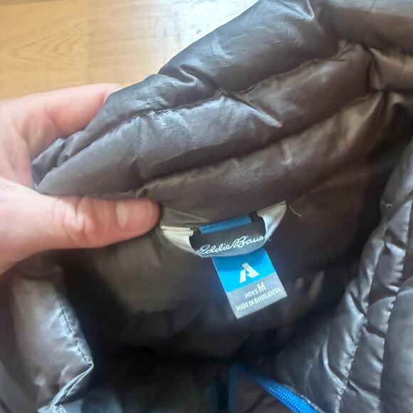 Men's Eddie Bauer Ascent Silver Blue Downlight StormDown Puffer Jacket Sz Medium - Picture 6 of 11